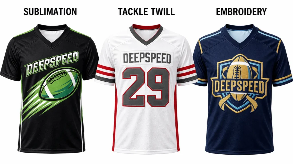Flag football jerseys custom printing methods