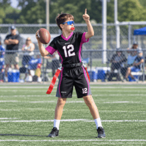 Black Pink Gray Custom Youth Flag Football Jersey On-Model Preview