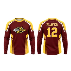 Burgundy/Gold Custom Long Sleeve Flag Football Jerseys | DEEPSPEED