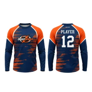 Navy/Orange Custom Long Sleeve Flag Football Jerseys | DEEPSPEED