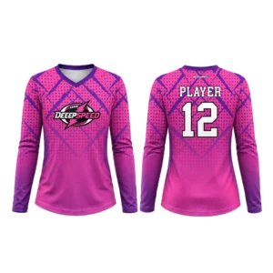 Pink/Purple Custom Girls Long Sleeve Flag Football Jerseys | DEEPSPEED
