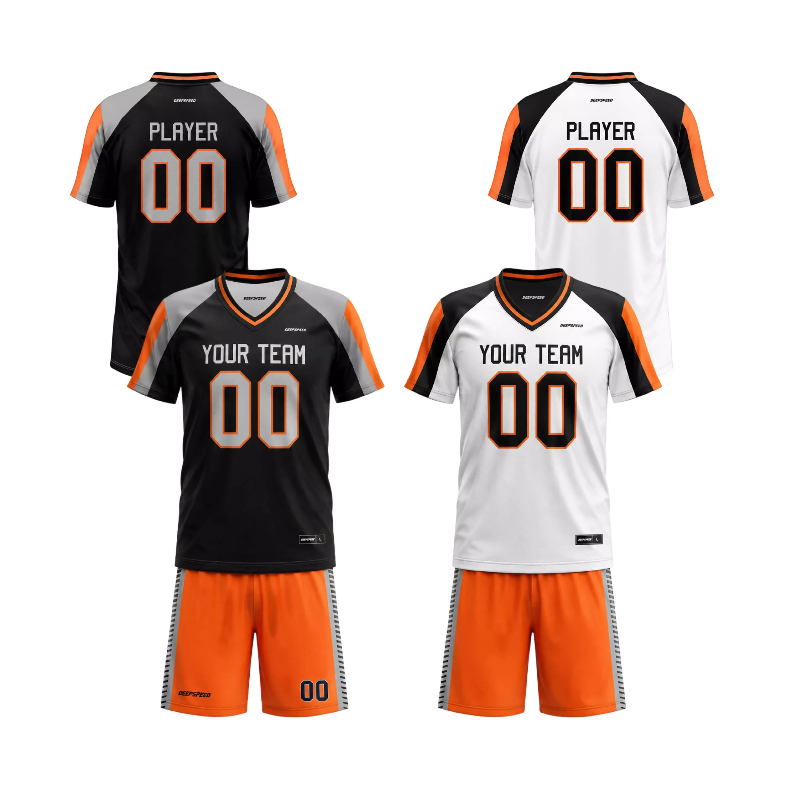 Black/White/Orange Custom Reversible Flag Football Jerseys | DEEPSPEED